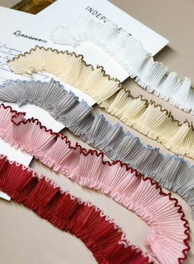 3cm雪纺褶皱狗牙蕾丝花边辅料娃衣裙摆 lo裙 包 发圈宠物服饰装饰