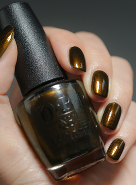 美国OPI指甲油秋冬F026珠光古铜细闪band tease深棕黑巧免烤显白