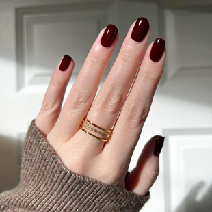 Essie指甲油深红berry naughty莓果酒红色416车厘子色牛血红免烤