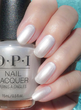 美国OPI指甲油澳白珍珠L03丝绒绸缎贝壳银白色Kyoto Pearl法式银
