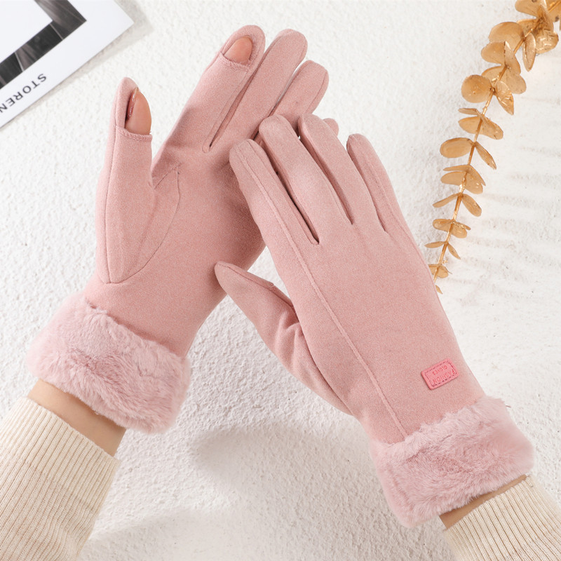 冬天防风手套女保暖防寒防冻韩版加绒加厚手套骑车漏指头触屏手套,居家日用,保暖手套,淘宝优惠券,粉丝福利购,淘宝优惠卷
