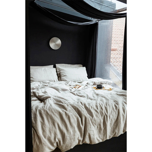 轻奢亚麻四件套纯色单双人床床单被套200x230CM枕套床上用品定制