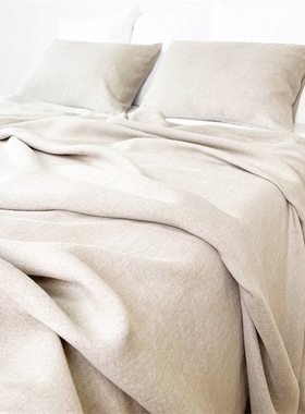 纯色亚麻床笠三件套夏季双人床床单裸睡透气抑菌床垫保护套可定制
