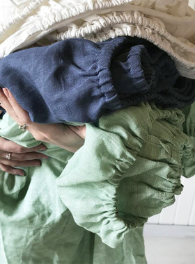 可定制法国进口纯亚麻床笠床单透气除螨1.8m日式床罩全包夏季床套