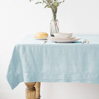 100% French pure linen tablecloth, washed pure linen natural color fabric, exquisitely crafted linen tablecloth thumbnail 5