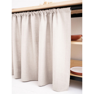 亚麻布帘纯色简约柜帘遮挡帘书柜鞋柜防尘帘橱柜拉帘衣柜杂物帘子