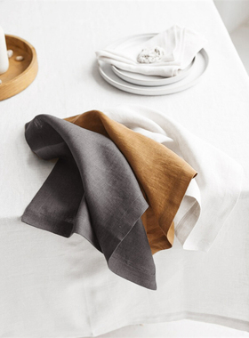 纯色高级感亚麻西餐巾32X44CM氛围感餐垫45X45cm方形餐口布可定制