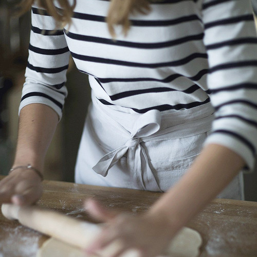 法国纯亚麻围裙日式穿绘画厨房