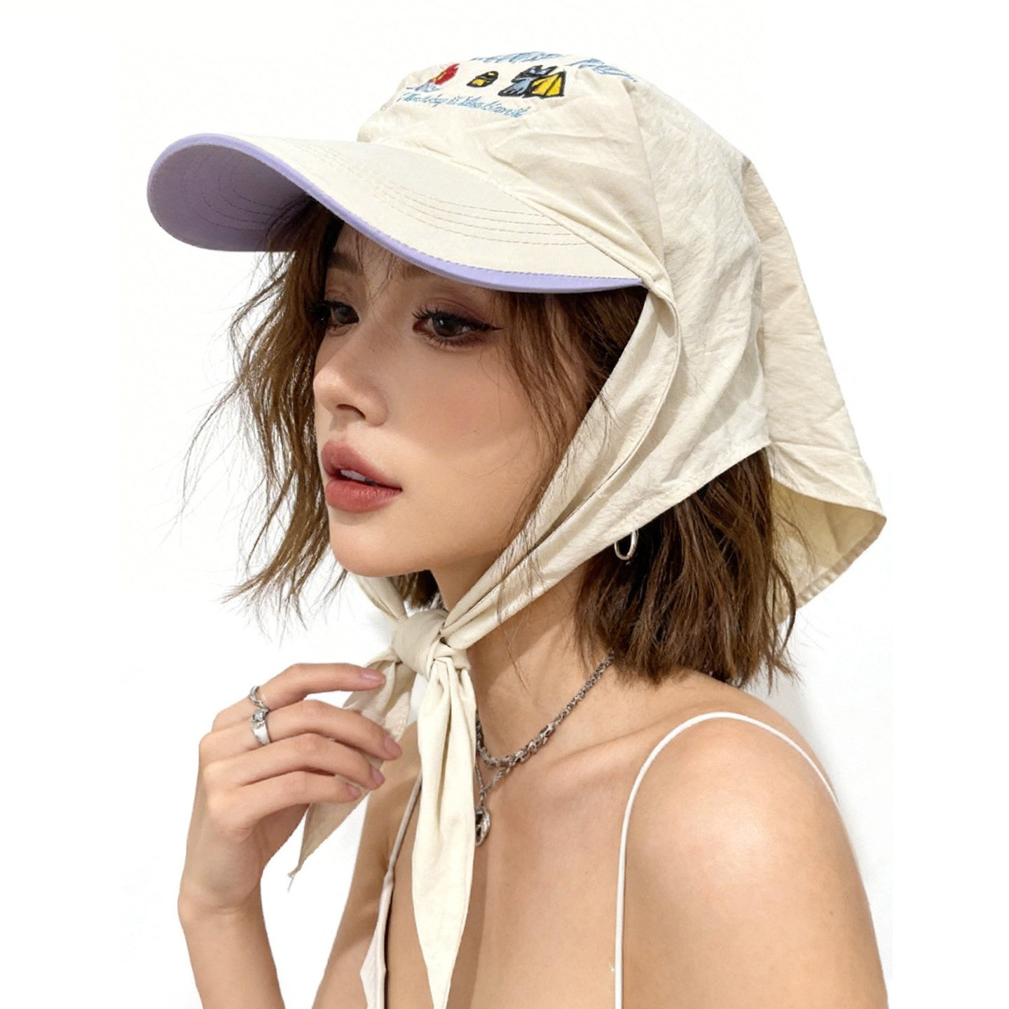 卡通刺绣头巾帽子女美式嘻哈小众黄色鸭舌帽显脸小街头时髦棒球帽