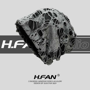 日本设计师复古破洞堆堆帽子女炸街潮人百搭显脸小冷帽时尚 秀场帽