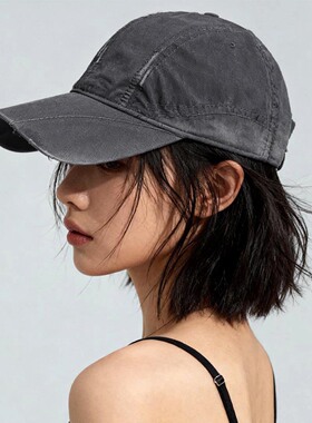 美式复古弯檐磨毛棒球帽女春夏遮盖高颧骨防晒显脸小遮阳鸭舌帽子
