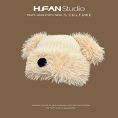 可爱小狗毛绒耳朵套头帽子女日系甜美冬季 学生逛街保暖护耳针织帽