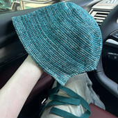 薄款 小众孔蓝色日系倪妮同款 系带针织渔夫帽女夏季 百搭透气盆帽