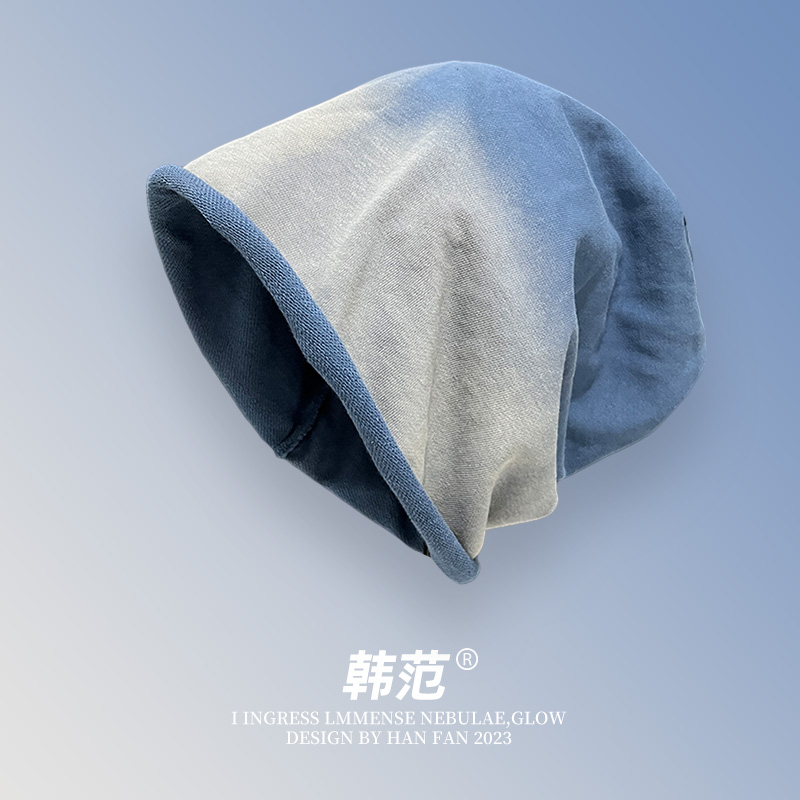 渐变色韩版时髦堆堆包头帽女