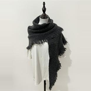 中古风穿搭范本保暖大三角巾秋冬羊毛披肩打结坎肩围脖斗篷外搭