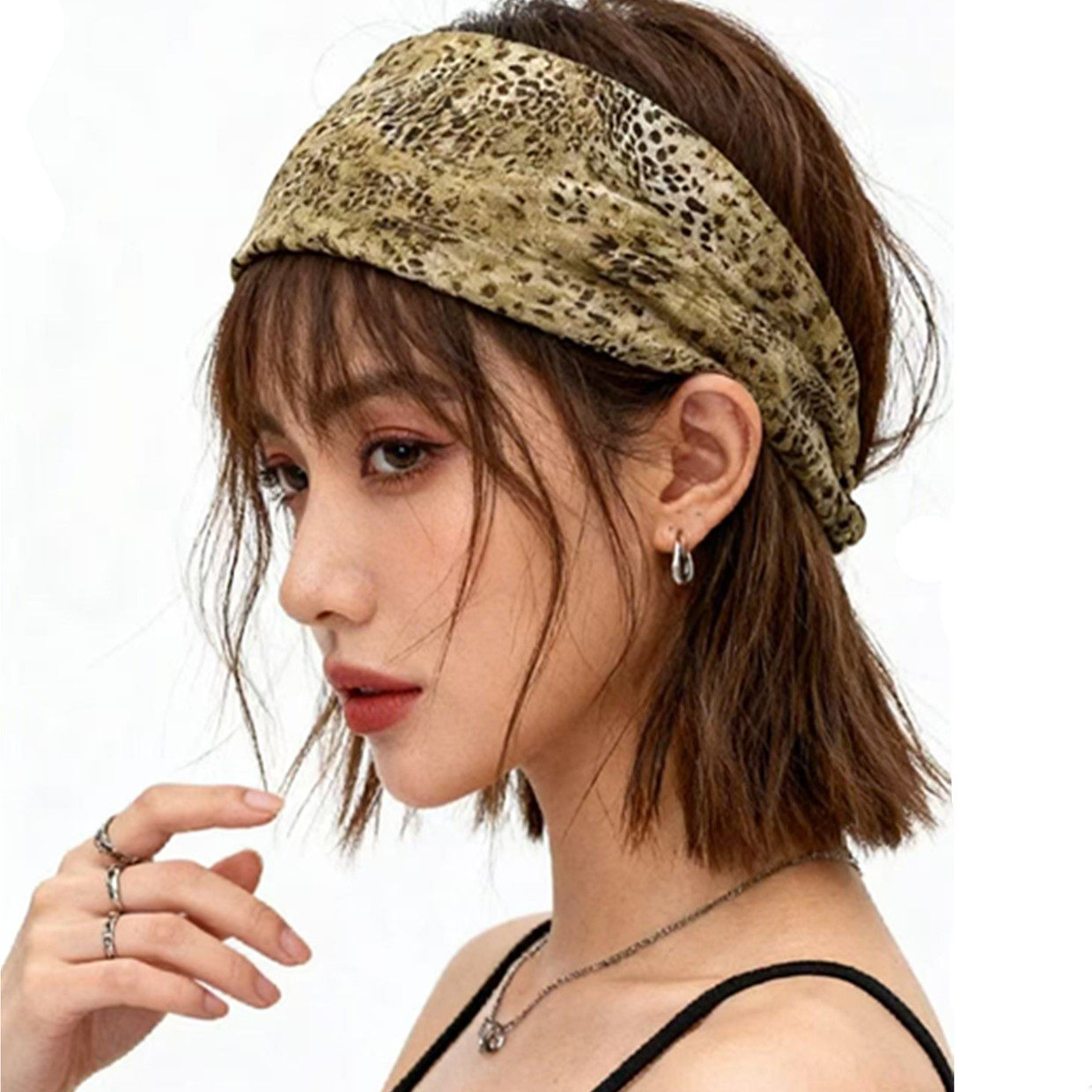 春夏美拉德豹纹瑜伽发带女运动吸汗头带韩版跑步发带网红头巾配饰