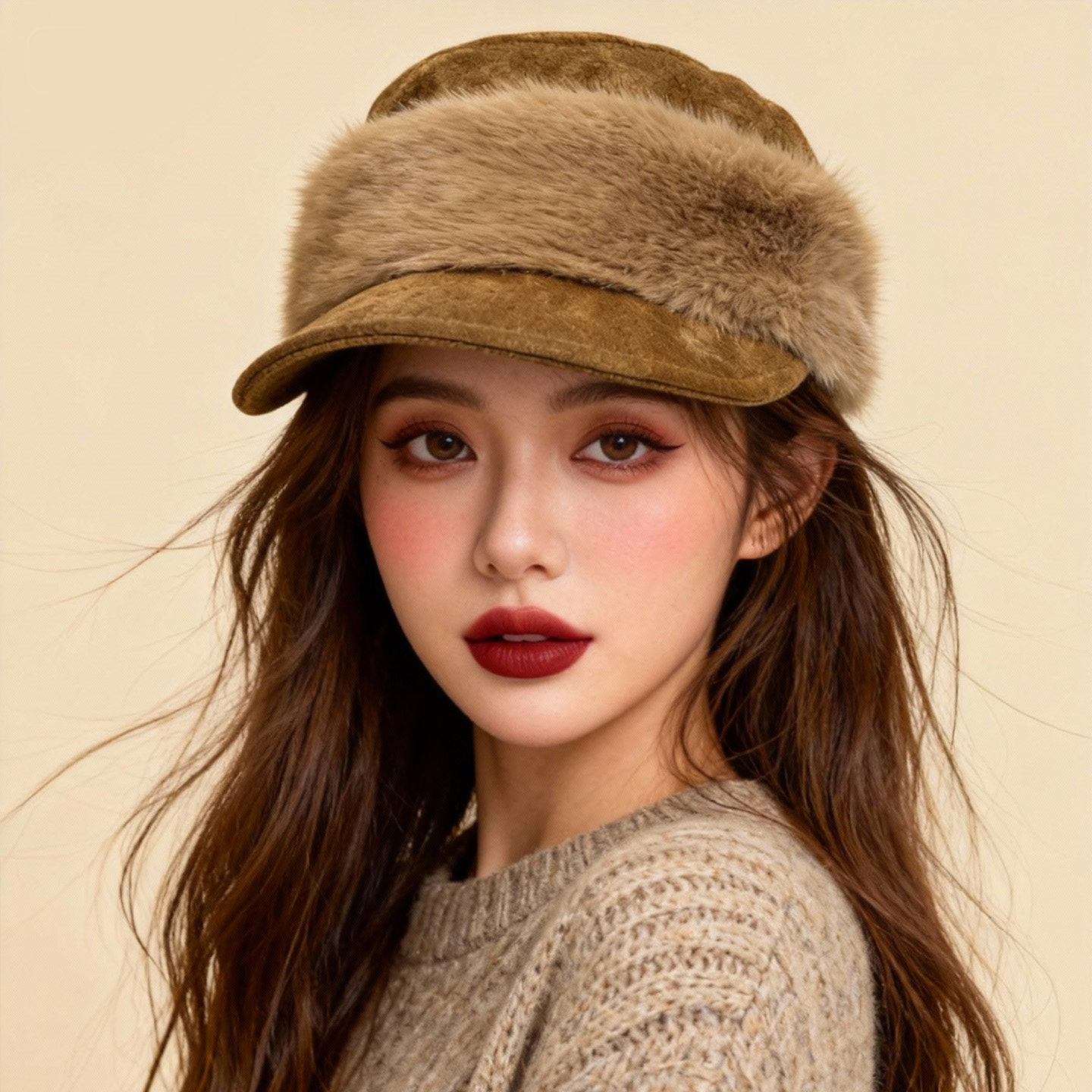 复古毛绒拼接麂皮绒平顶报童帽女秋冬显脸小马术帽潮酷个性鸭舌帽,服饰配件/皮带/帽子/围巾,帽子,淘宝优惠券,粉丝福利购,淘宝优惠卷
