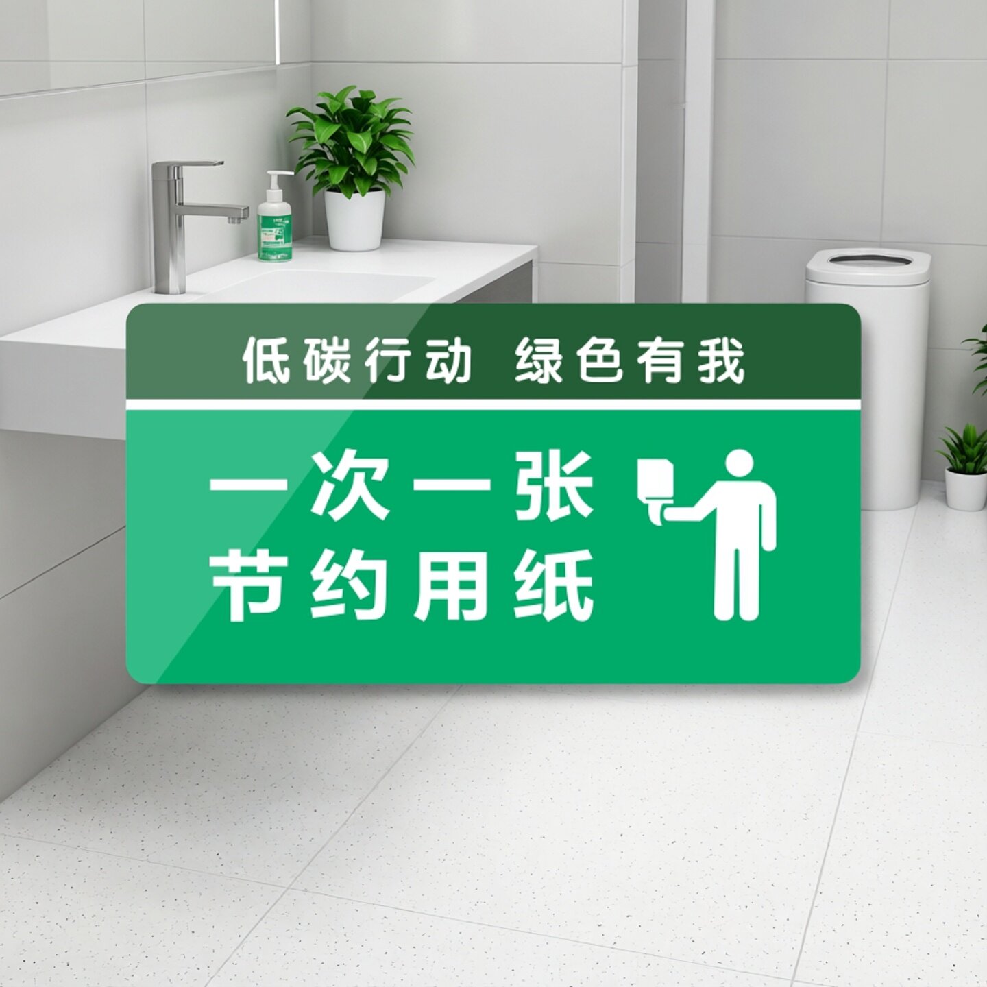 亚克力请节约用纸一次一张贴牌图片