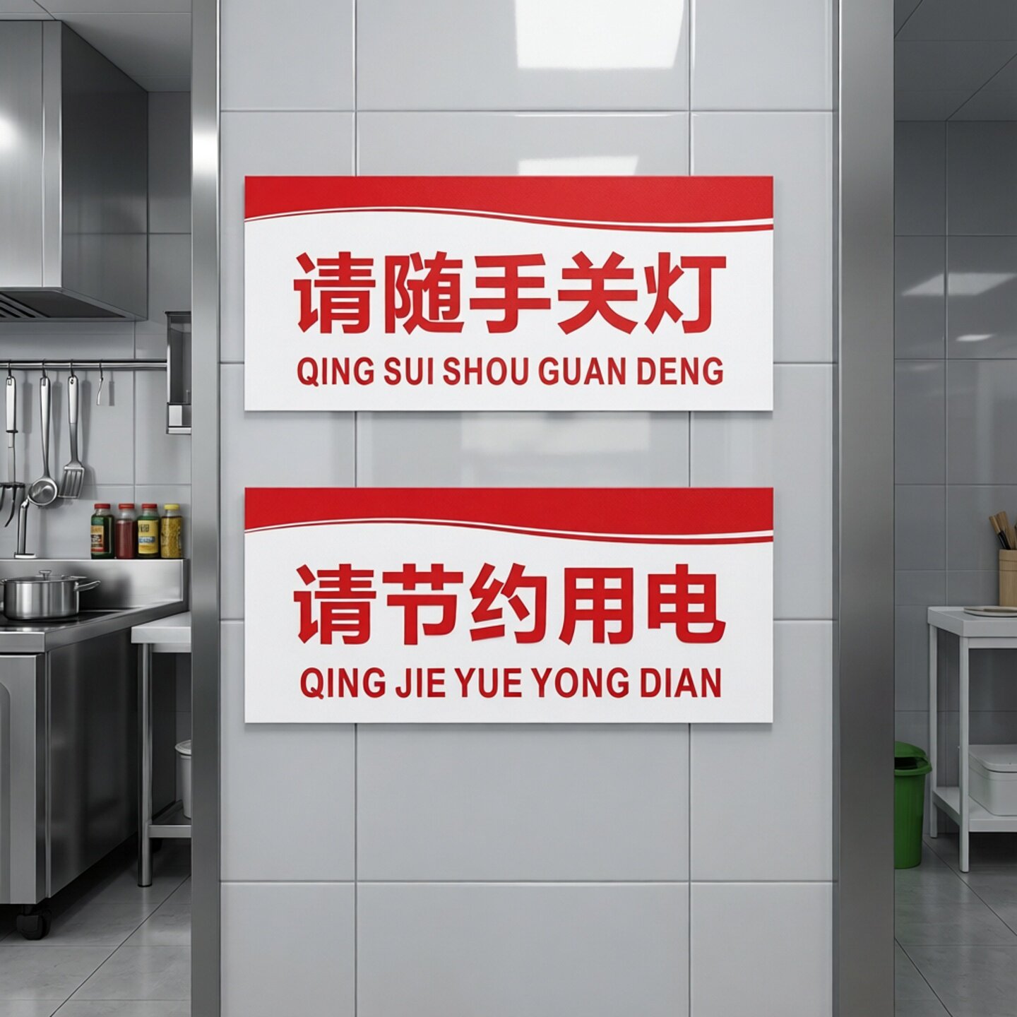 亚克力节约用电请随手关灯用水用纸节能厨房厕所提示牌标识墙贴牌