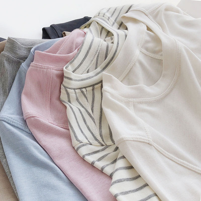 莱赛尔天丝羊毛修身女长袖t恤秋