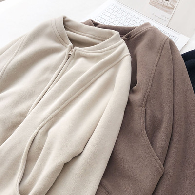 软绵绵加绒加厚卫衣开衫女外套冬