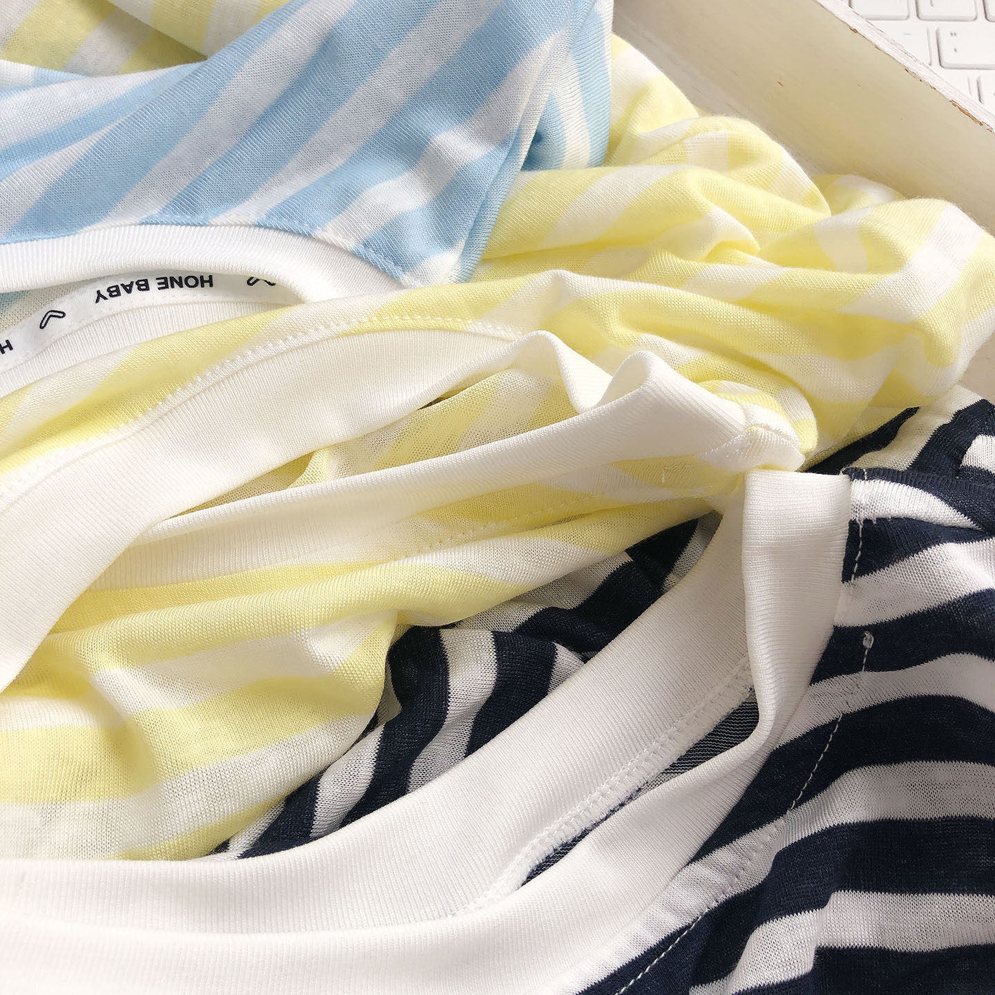 蓝色条纹防晒针织罩衫女夏薄款韩版凉感天丝长袖t恤宽松外搭上衣