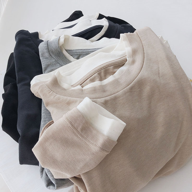 敲软糯/撞色拼接假两件天丝羊毛长袖T恤女秋季宽松显瘦打底衫上衣,女装/女士精品,T恤,淘宝优惠券,粉丝福利购,淘宝优惠卷