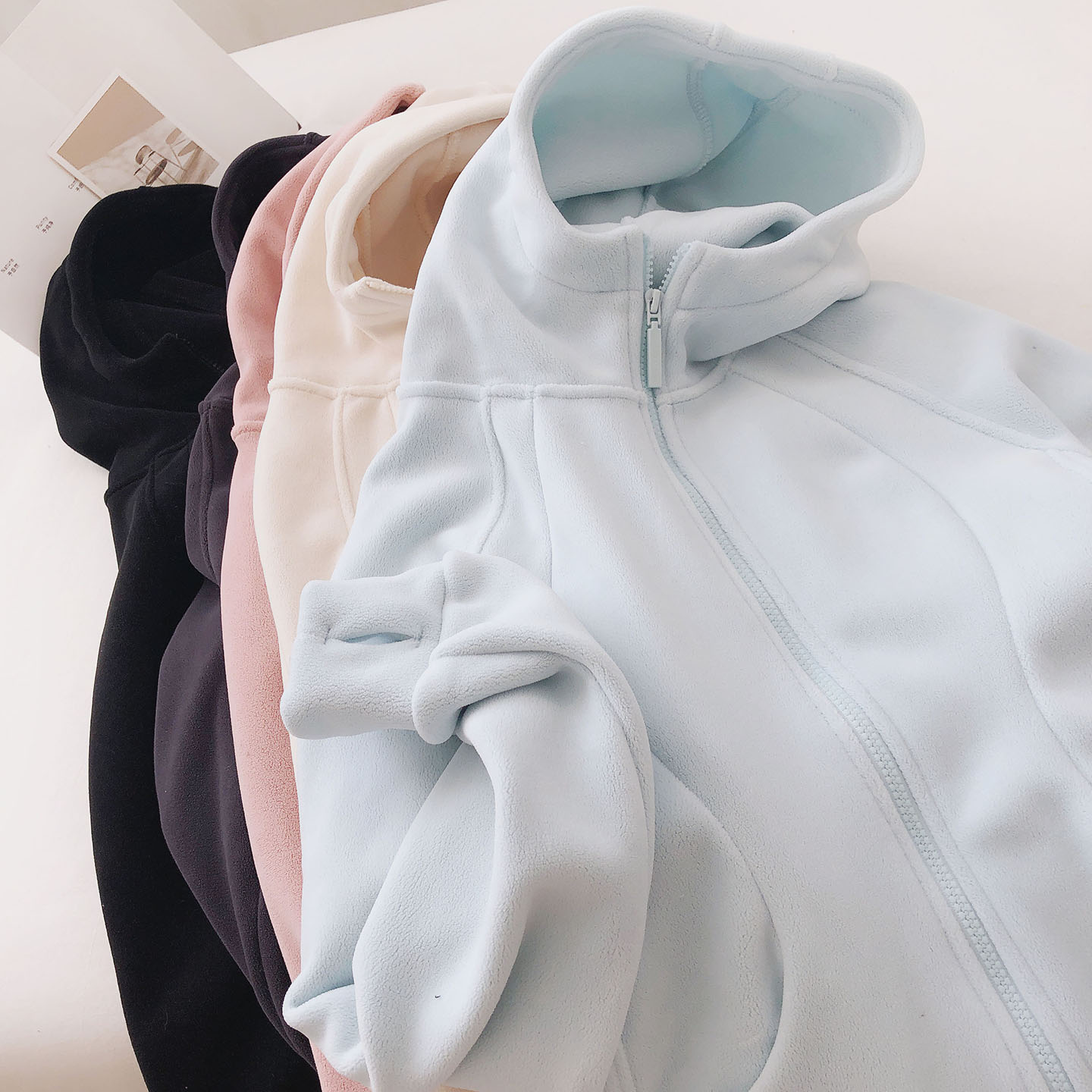 加绒加厚宽松连帽卫衣女秋冬开衫