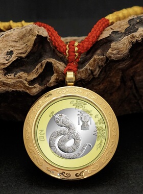 蛇年生肖币保护壳吊坠祥云生肖龙面纪念币嘎乌盒挂件