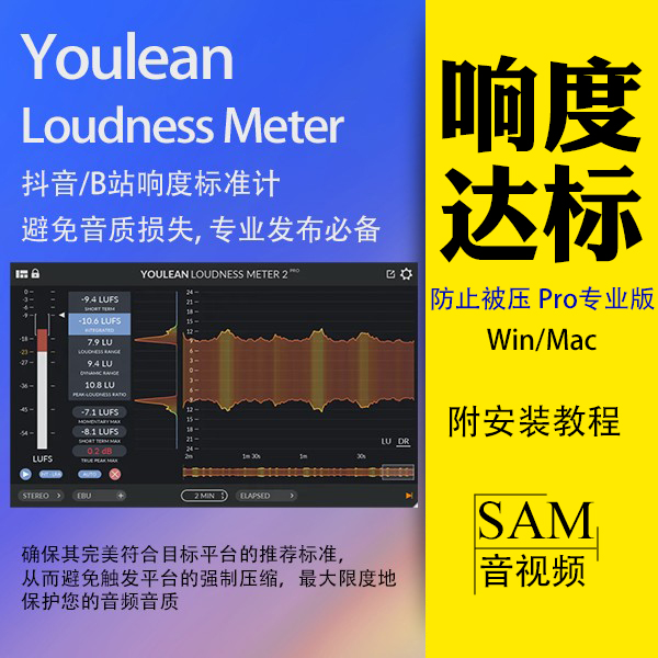 Youlean Loudness Meter2 Pro响度测试仪 插件WinMac抖音B站LUFS