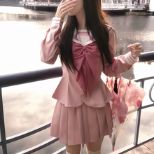 JK制服套装原创正版日系秋冬甜美学院风粉色收腰水手服女长袖上衣