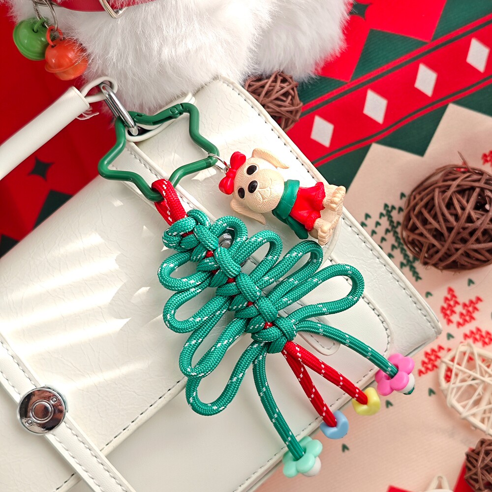 狗狗圣诞树包挂件斗牛梗西施犬手工编绳秋田茶杯犬个性挂饰