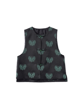 【柳哥严选】上久楷·绿蝴蝶-YZQS25166新中式桑蚕丝羊毛马甲国风