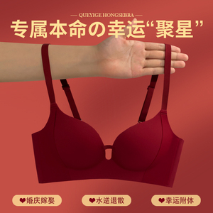 酒红色内衣结婚新娘本命年2025女蛇年小胸聚拢收副乳文胸内裤套装