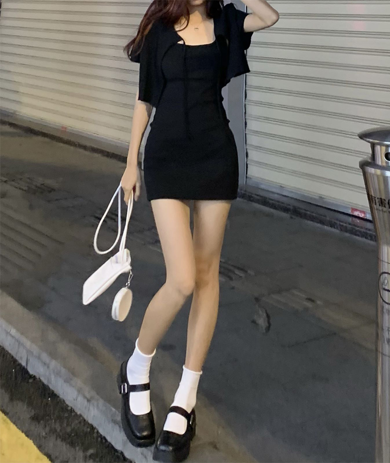 Real shooting and real price early summer Guima girls cut men's skirt two-piece set