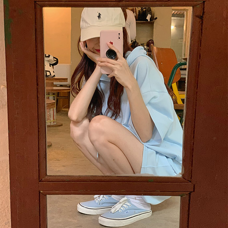 Two piece hooded top + versatile shorts