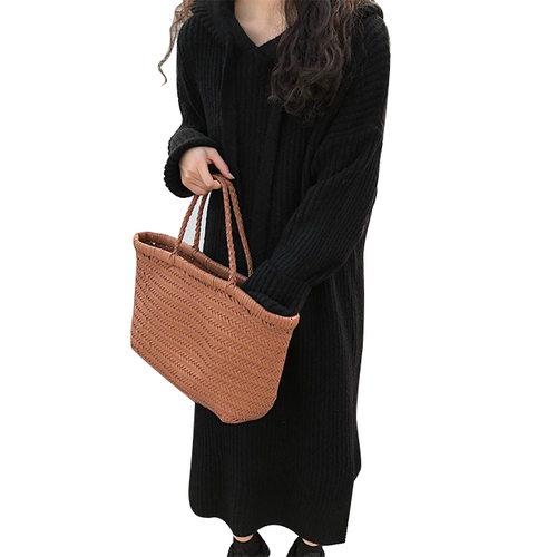 Real price spring Korean Knitted Warm Hooded Dress