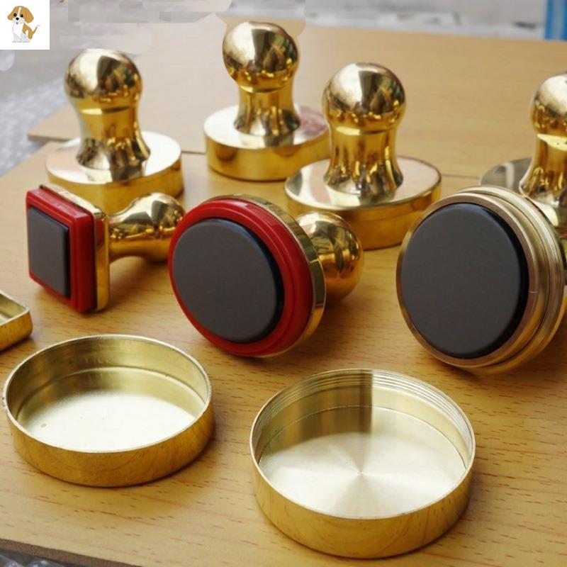 垫+外壳金属光敏章材料铜印章储墨铜章圆章边章壳印章纯铜礼品印章材印章私人藏画