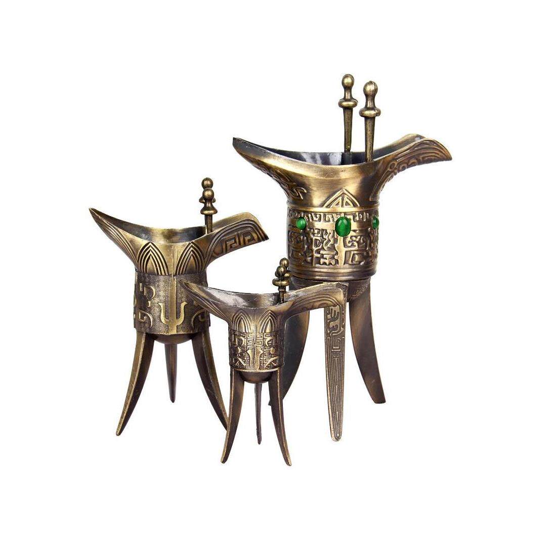 古代三国帝王杯爵辛父古代杯酒杯三角秦朝爵道具婚礼.包酒杯酒