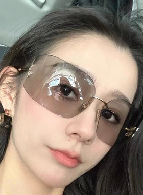 张元英同款墨镜女高级感SMU54Y无框曲面一体太阳眼镜护眼防晒2024