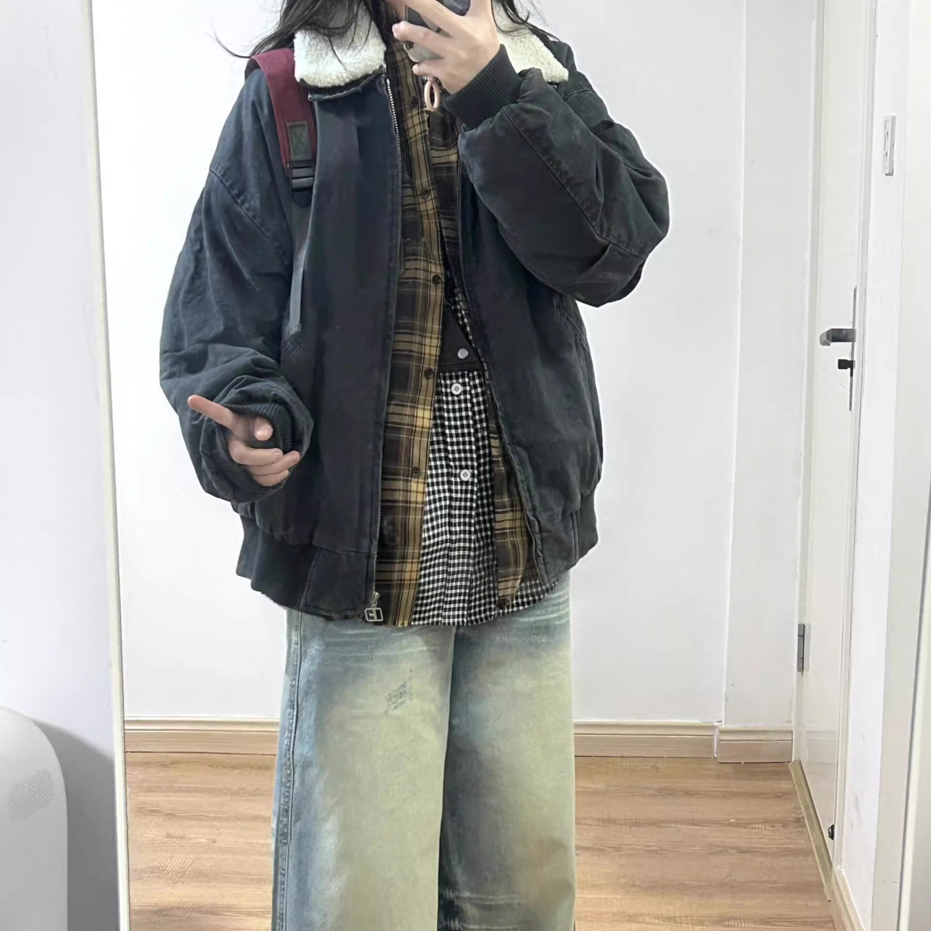 美式复古羊羔毛棉衣外套女2025冬