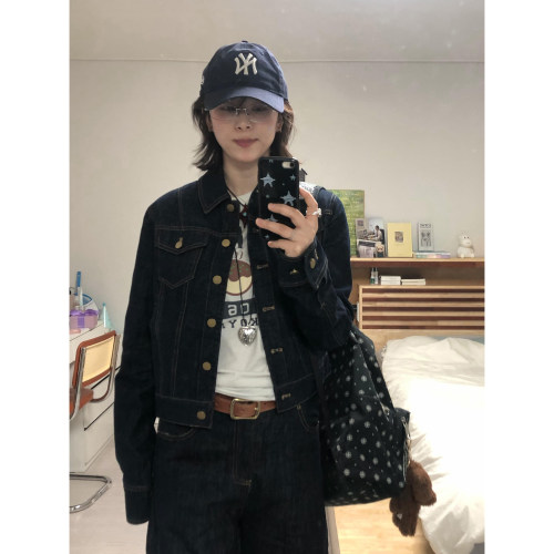 美式原色牛仔短外套女修身通勤