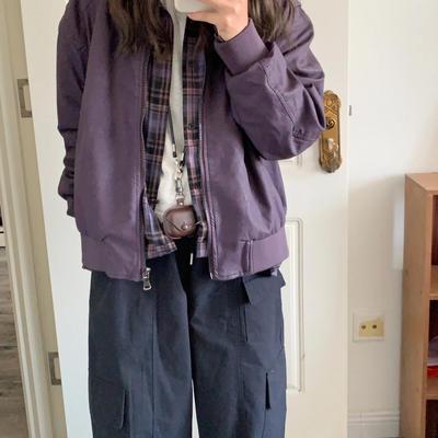 美式复古紫色外套女2025春季新款