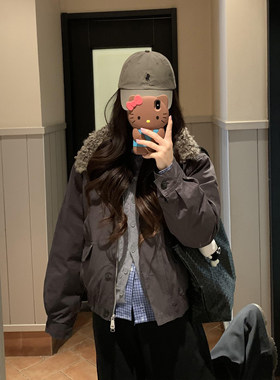 美式复古工装加厚保暖短款棉服女