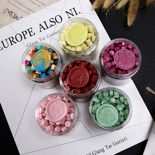 金源雾面盒装马卡龙珠光52色复古六边形颗粒蜡火漆印章蜡粒60g