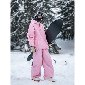南恩3L滑雪服女单板半套头2023新款防水纯色保暖滑雪服滑雪裤套装