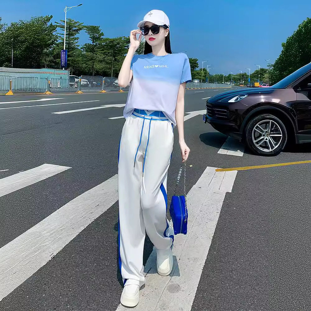 休闲运动减龄套装女2026夏季新款设计感短款上衣阔腿裤时尚两件套