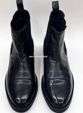 DBFIT暗黑先锋尖头手工做旧褶皱痞帅街头切尔西靴增高真皮男士靴