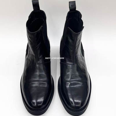 DBFIT暗黑先锋尖头手工做旧褶皱痞帅街头切尔西靴增高真皮男士靴