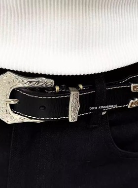 DBFIT真皮纯手工飞线帝王腰带肌理感痞帅做旧复古头层牛皮男女款